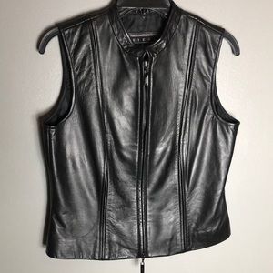 Siena Studio Black Leather vest / Jacket M Zip